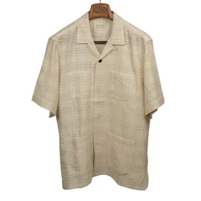 Pedro four pocket shirt in ecru tonal check hand-loomed khadi cotton