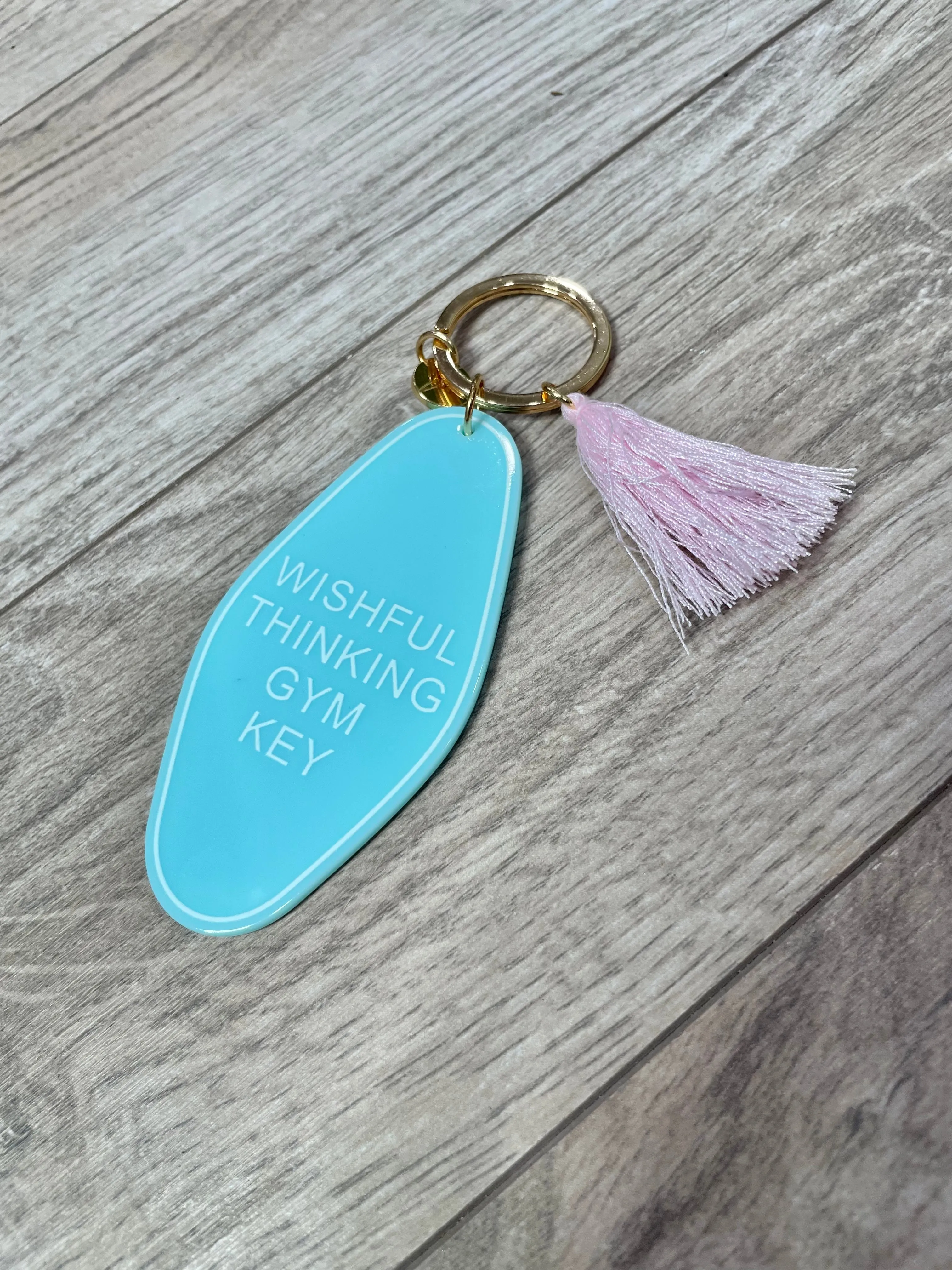 "Wishful Thinking Gym Key" Tassel Keychain