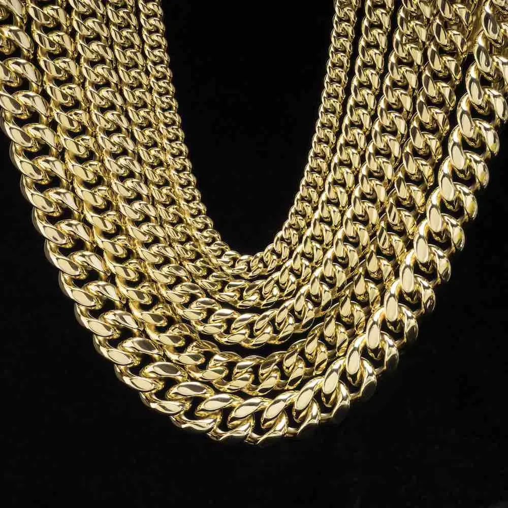 S925 Plain Cuban Link Chain 14K Gold (ALL SIZES)