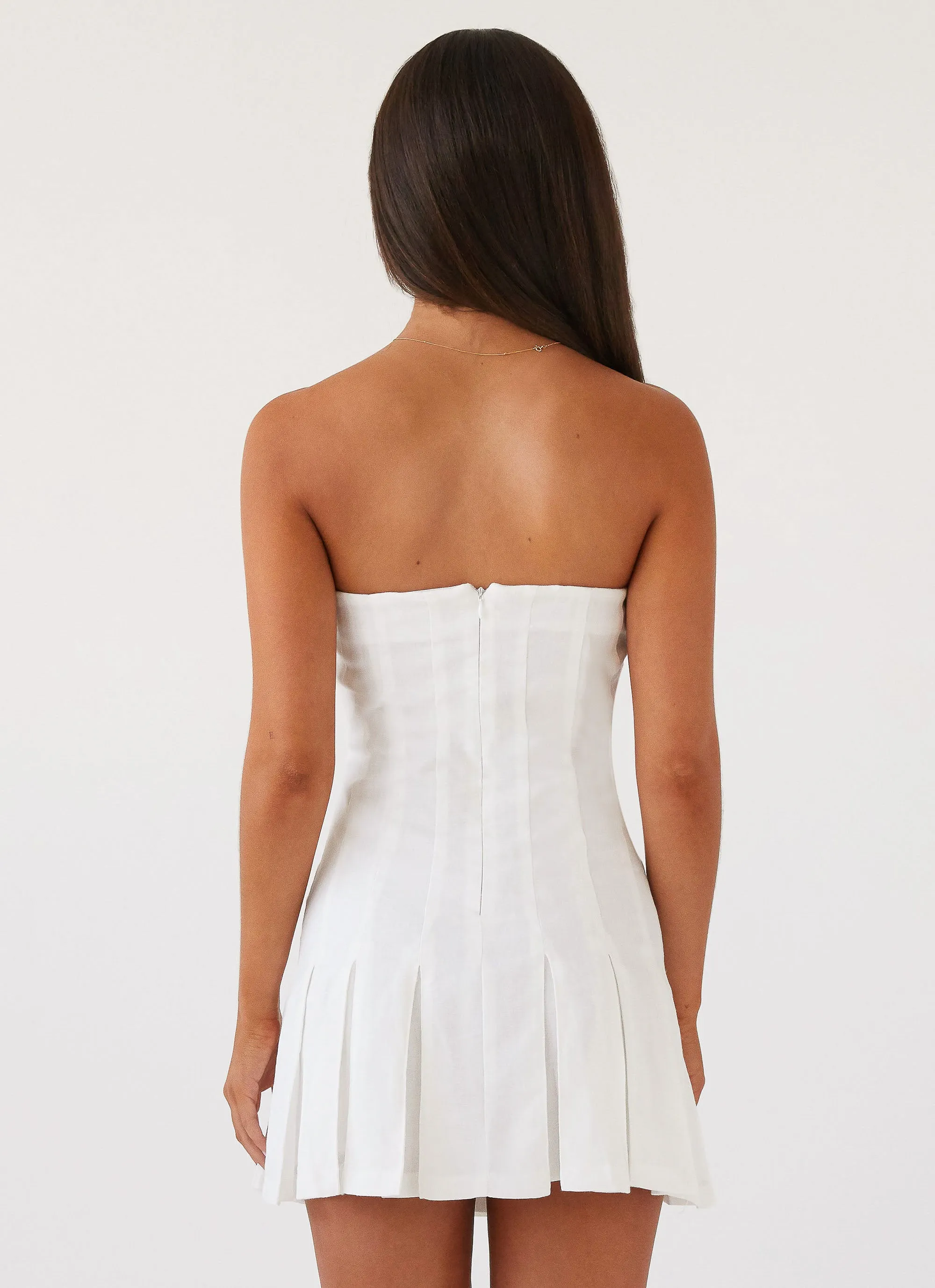 Saving Hearts Linen Mini Dress - White