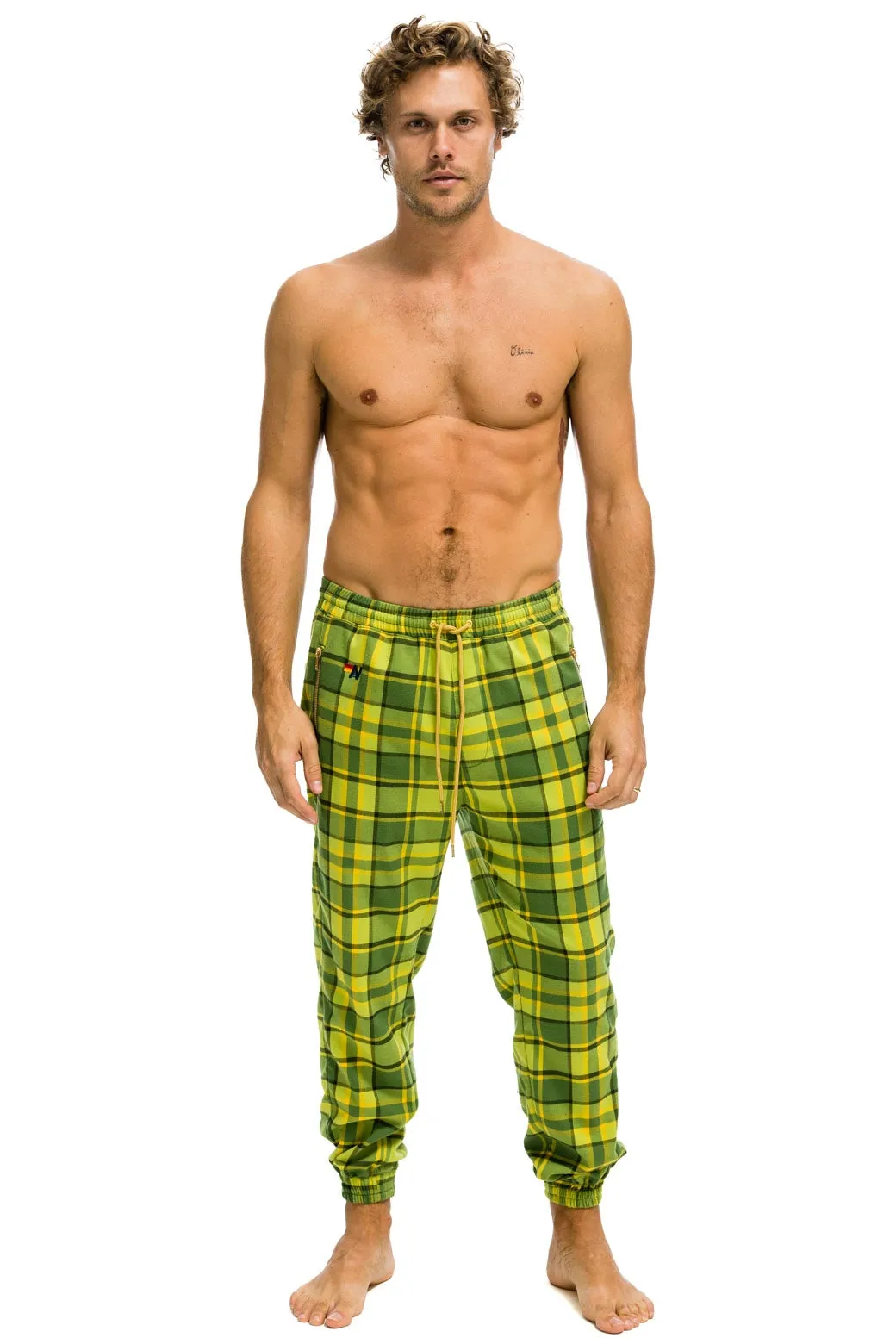 UNISEX PLAID LODGE PANT - AVOCADO PLAID