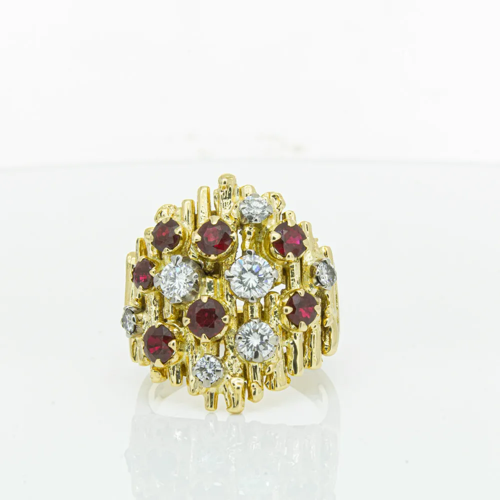 Vintage 18ct Yellow Gold 1.40ct Ruby & Diamond Ring