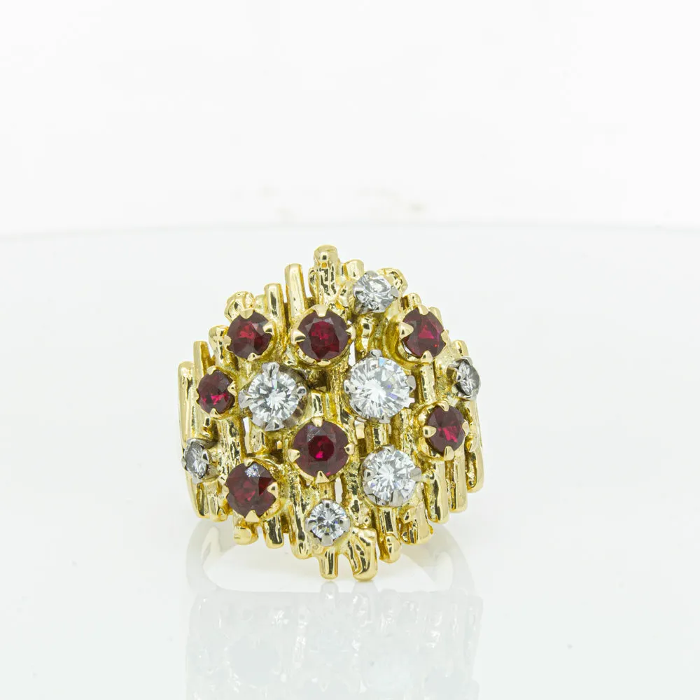 Vintage 18ct Yellow Gold 1.40ct Ruby & Diamond Ring