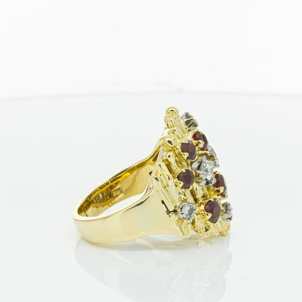 Vintage 18ct Yellow Gold 1.40ct Ruby & Diamond Ring