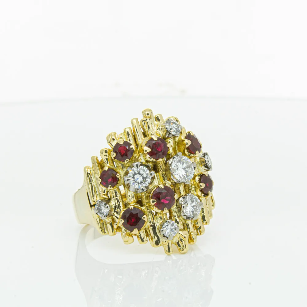 Vintage 18ct Yellow Gold 1.40ct Ruby & Diamond Ring