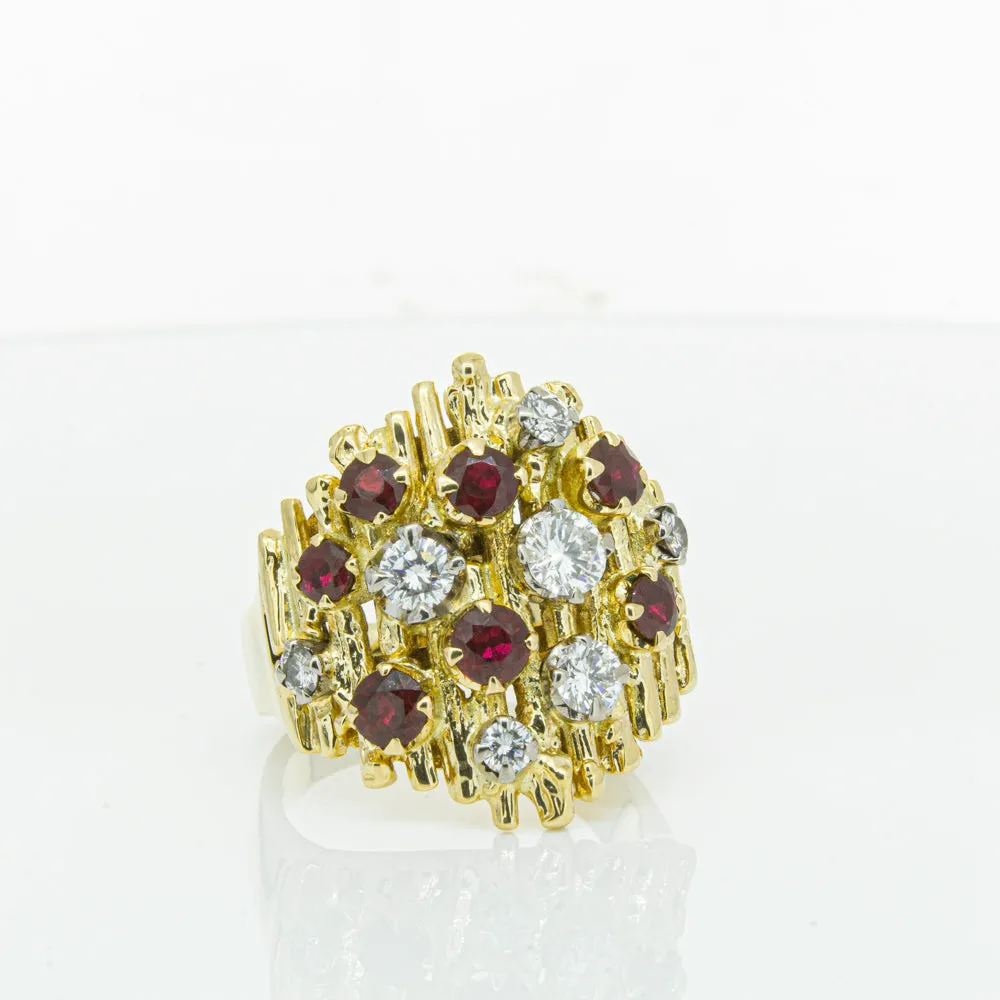 Vintage 18ct Yellow Gold 1.40ct Ruby & Diamond Ring