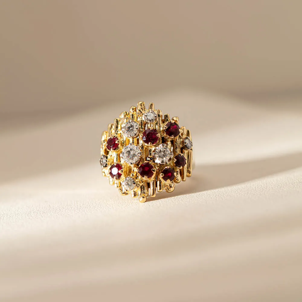 Vintage 18ct Yellow Gold 1.40ct Ruby & Diamond Ring