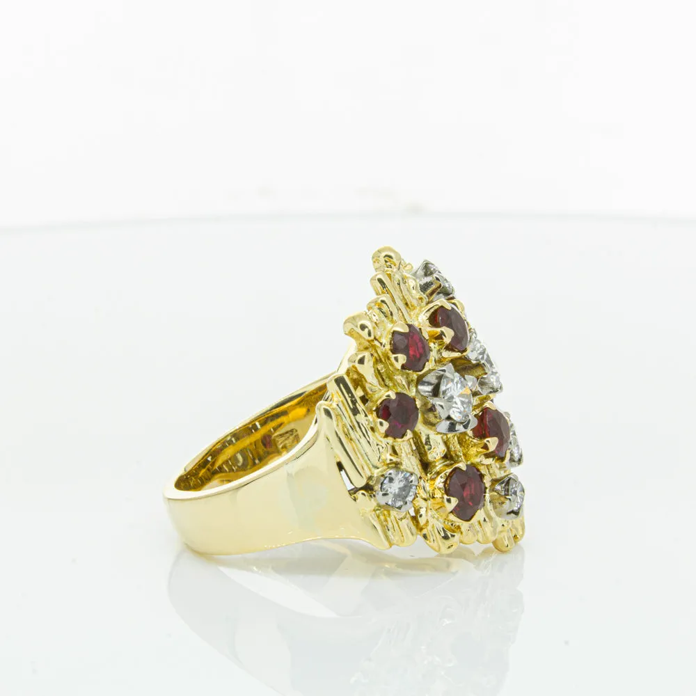 Vintage 18ct Yellow Gold 1.40ct Ruby & Diamond Ring