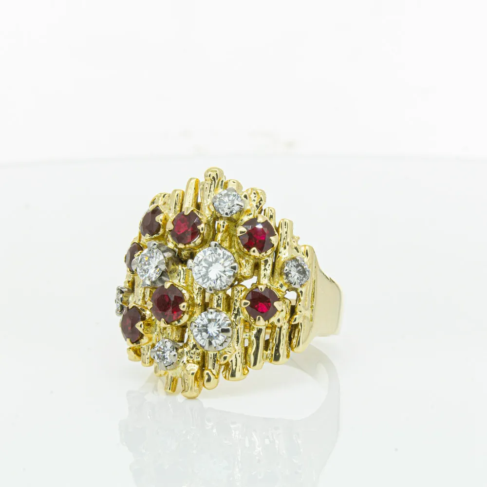 Vintage 18ct Yellow Gold 1.40ct Ruby & Diamond Ring