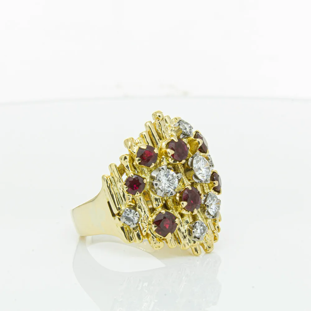 Vintage 18ct Yellow Gold 1.40ct Ruby & Diamond Ring