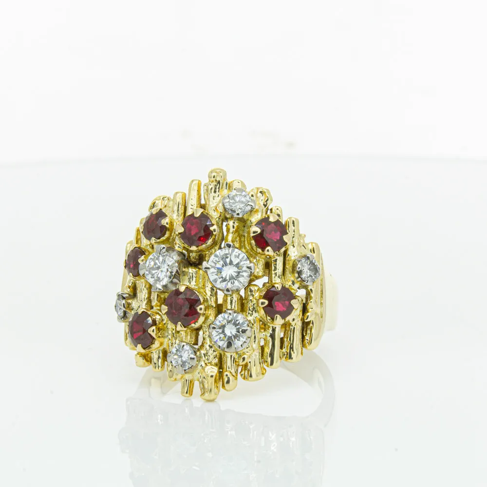 Vintage 18ct Yellow Gold 1.40ct Ruby & Diamond Ring