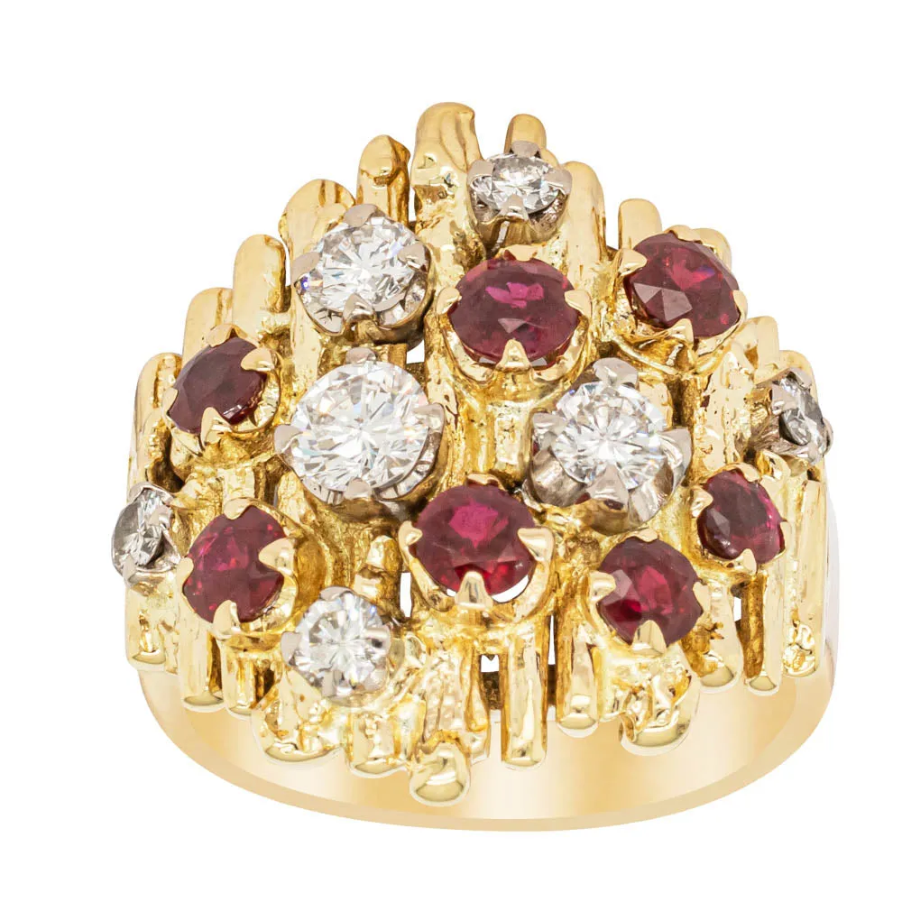 Vintage 18ct Yellow Gold 1.40ct Ruby & Diamond Ring