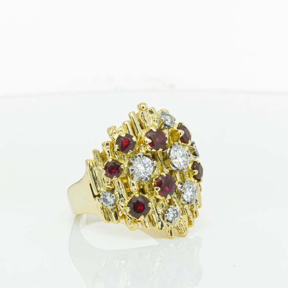 Vintage 18ct Yellow Gold 1.40ct Ruby & Diamond Ring