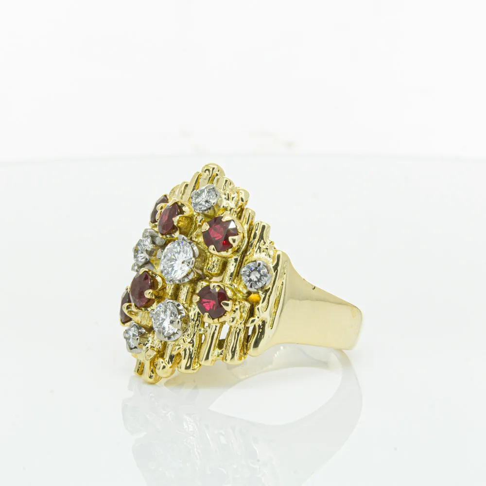 Vintage 18ct Yellow Gold 1.40ct Ruby & Diamond Ring