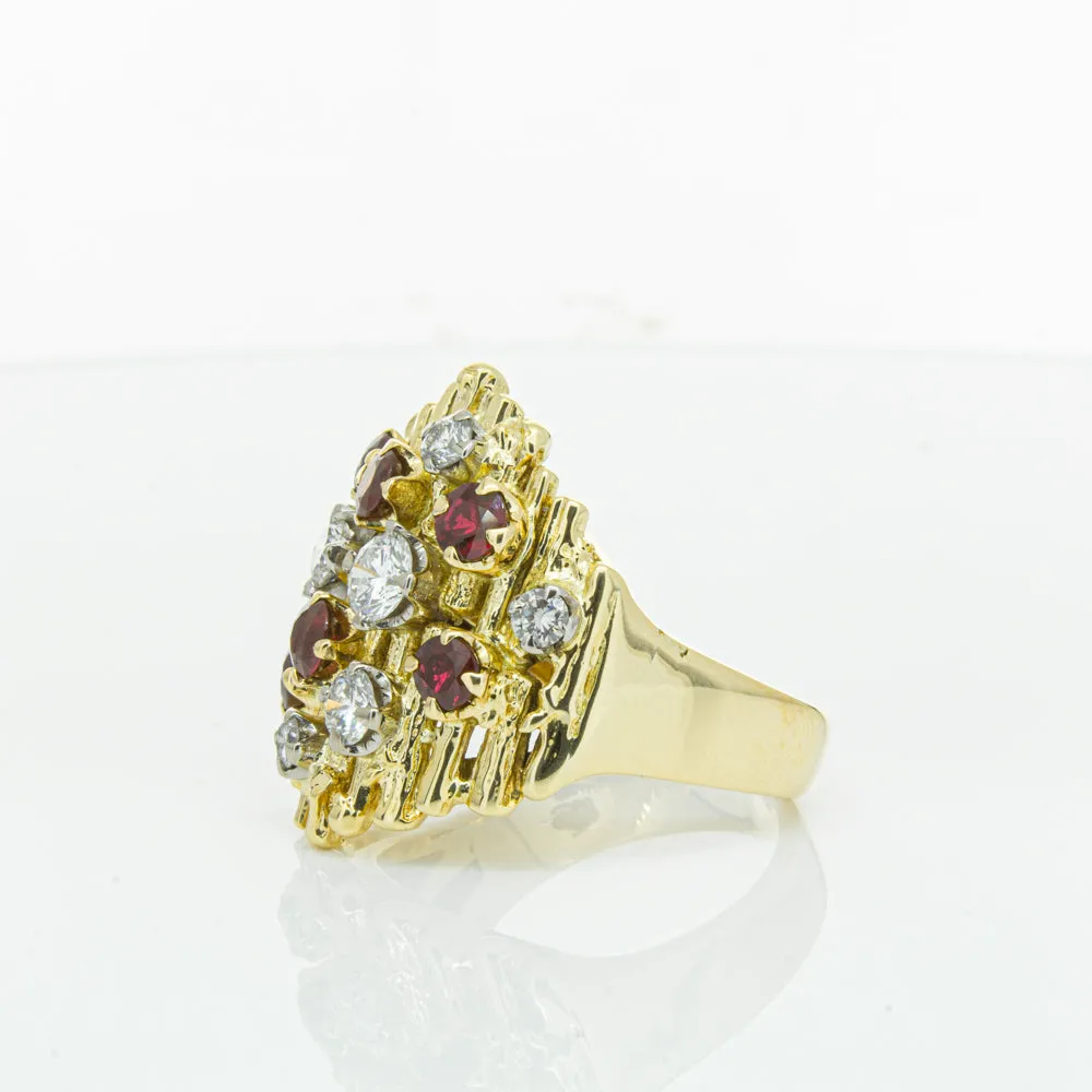 Vintage 18ct Yellow Gold 1.40ct Ruby & Diamond Ring