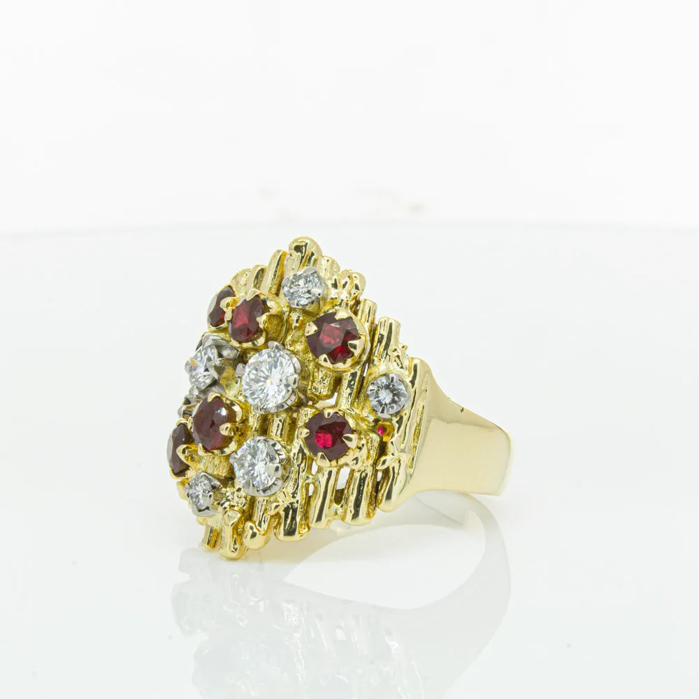 Vintage 18ct Yellow Gold 1.40ct Ruby & Diamond Ring